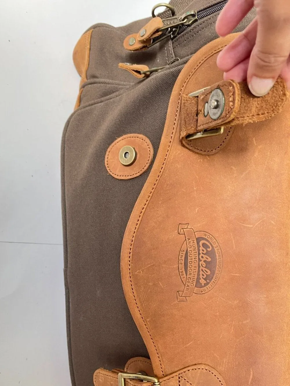 Cabela's Vintage Battenkill Canvas & Leather Large Duffel Bag Luggage Filson